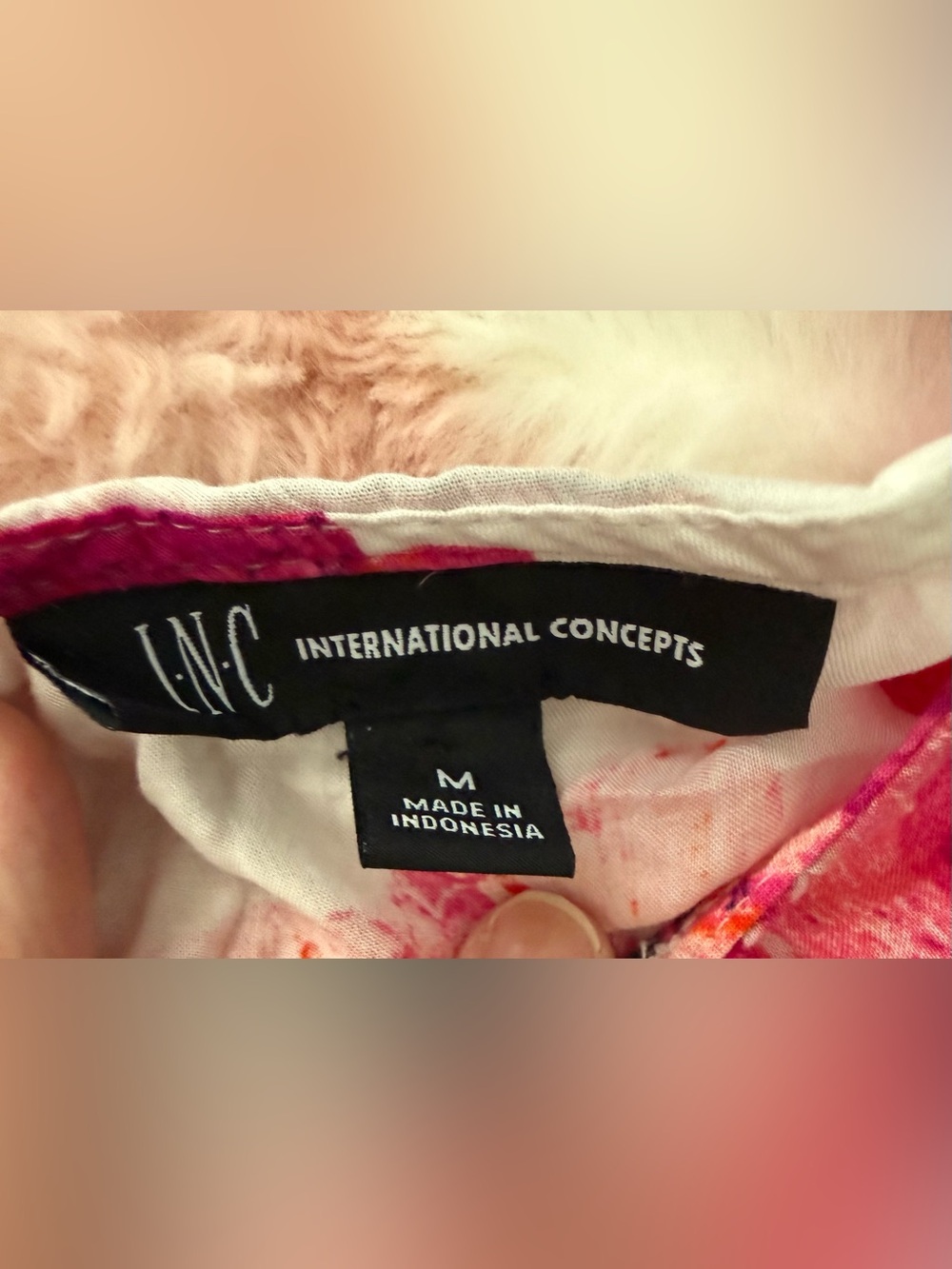 INC International Concepts White Camisole with Fuchsia & Coral Floral Print - Picture 5 of 5